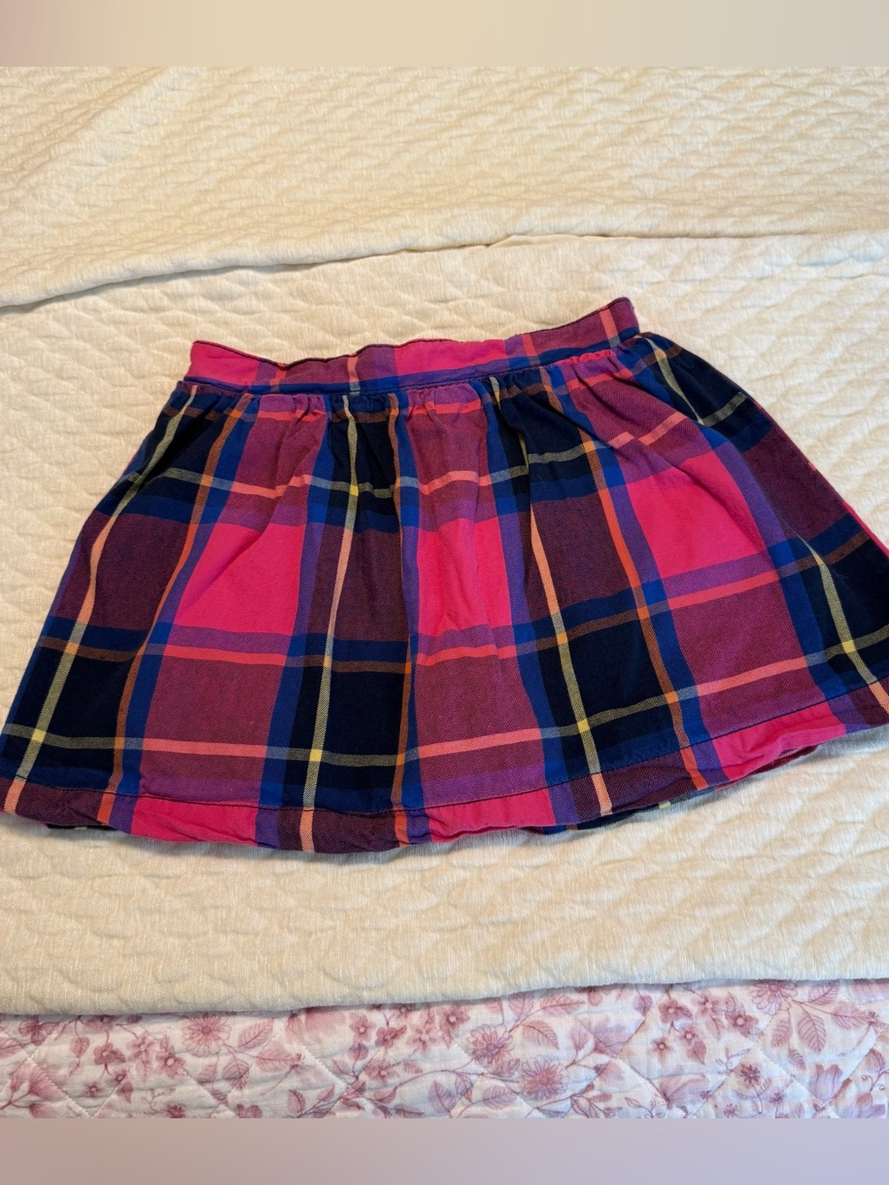 Faded Glory Kids Plaid Skirt Skort Size 10/12 Large Pink Blue
